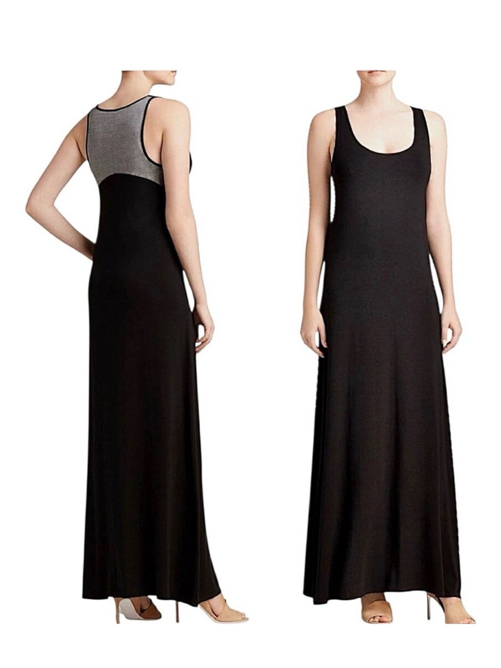 VINCE Sz XS SCOOP NECK
SLEEVELESS JERSEY MAXI DRESS
BLACK MULTI